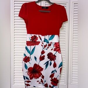 Red floral dress